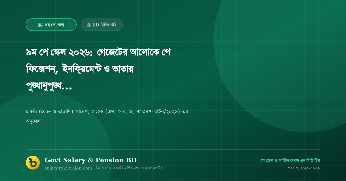 ৯ম পে স্কেল ২০২৬: গেজেটের আলোকে পে ফিক্সেশন, ইনক্রিমেন্ট ও ভাতার পুঙ্খানুপুঙ্খ নিয়ম ও বাস্তব উদাহরণ
